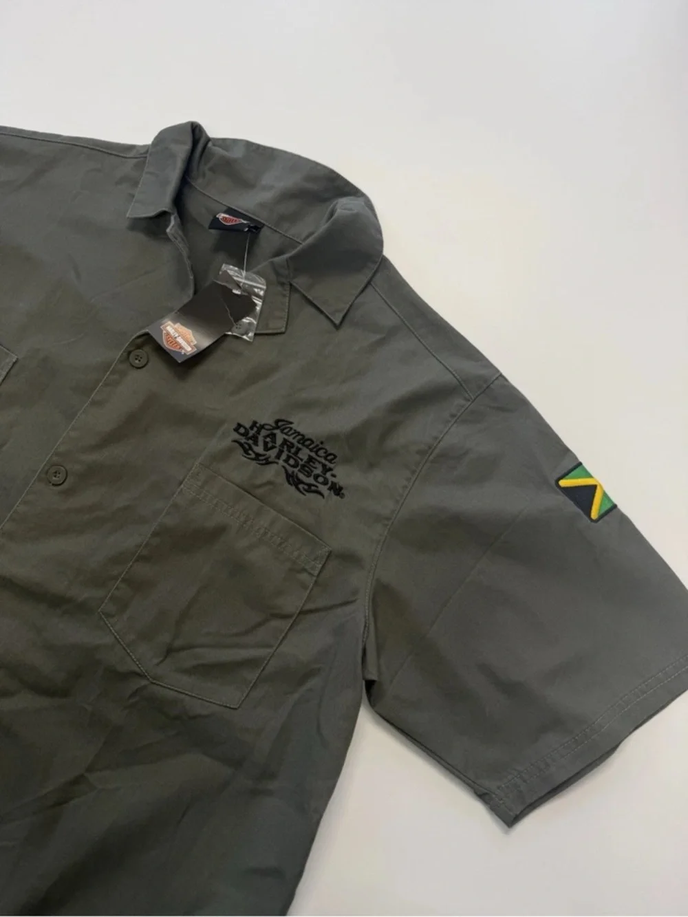 NWT Harley Davidson Embroidered Jamaica Button Up Shirt Sleeve Shirt Mens XL